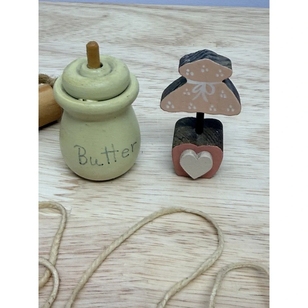 Primitive Miniature Kitchen Decor  Bread Box Rolling Pin Candles‎ Butter Jar #14